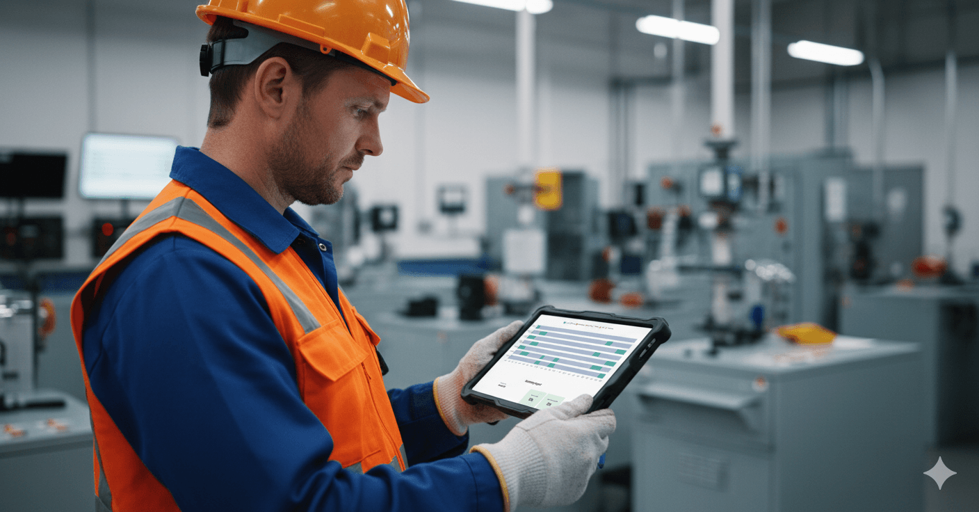 Worker with tablet